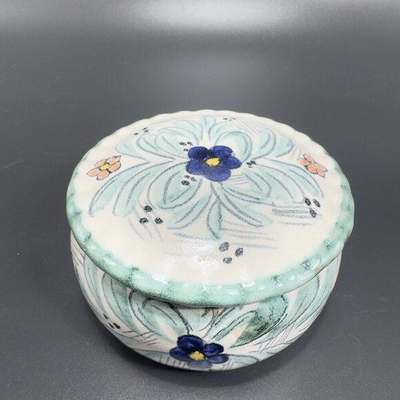 Mexico Pottery Folk Art Trinket Dish Jewelry Holder Container Jar Hand Made VTG - Picture 6 of 15